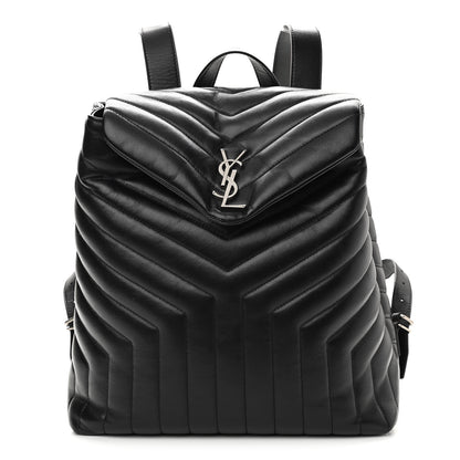 Saint Laurent Calfskin Y Quilted Monogram Medium Loulou Backpack Black 1 of 13