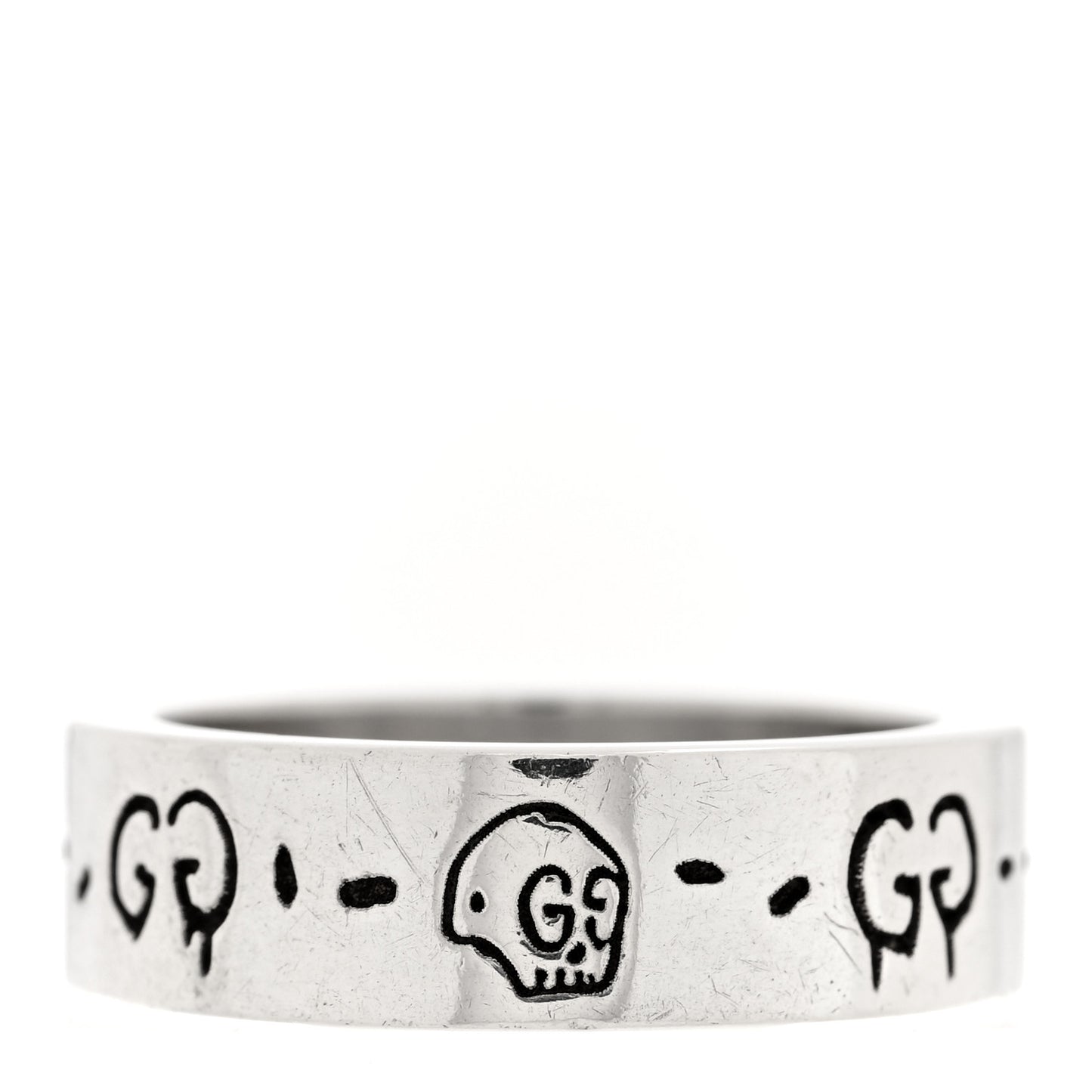 Sterling Silver Narrow GucciGhost Hamlet Skull Ring 51 5.75