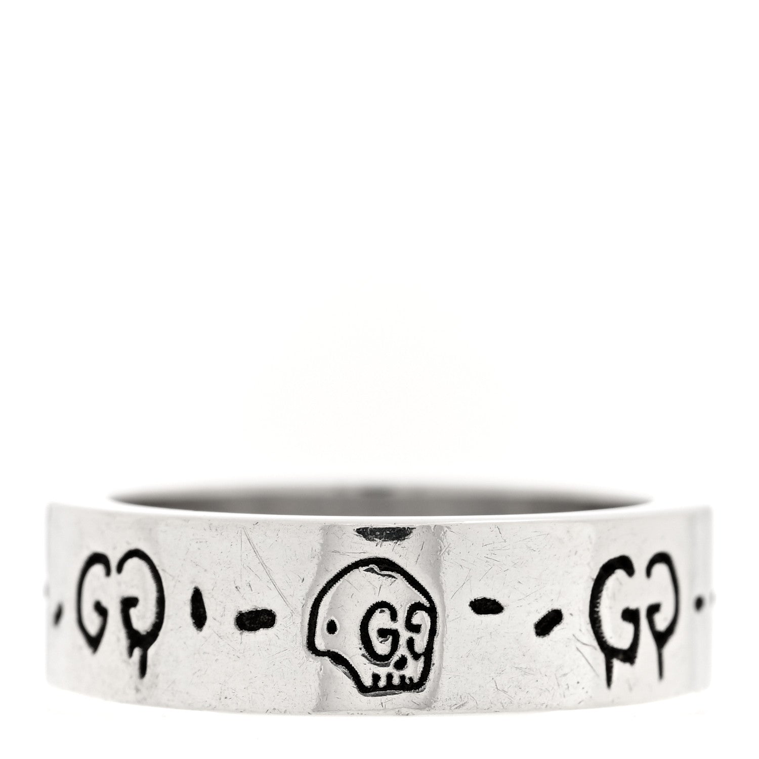 Gucci Sterling Silver Narrow GucciGhost Hamlet Skull Ring 51 5.75 1 of 5