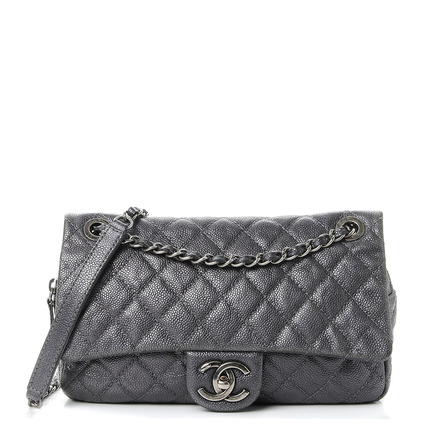 Chanel Iridescent Caviar Quilted Small Chic Flap Dark Silver 1 of 11