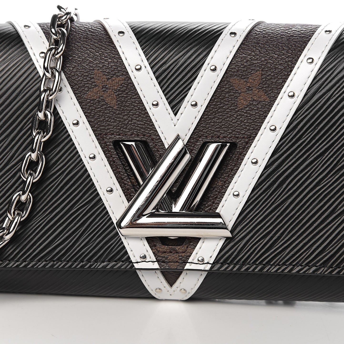 Epi Monogram Studded Twist Chain Wallet Black