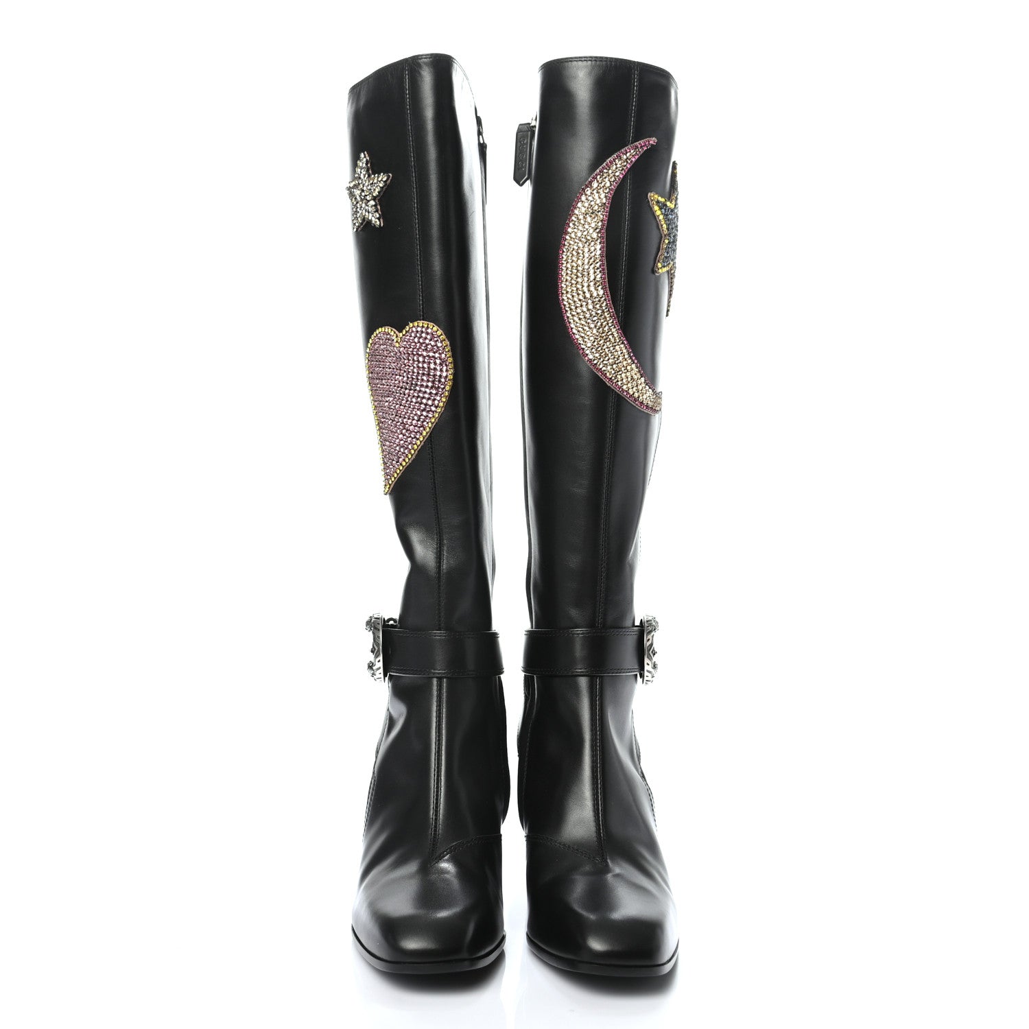 Gucci Calfskin Dionysus Embellished Elizabeth Knee High Boots 37 Black 2 of 7