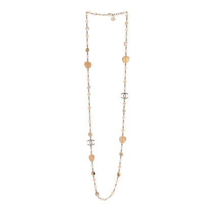 Chanel Pearl Glass Bead CC Long Necklace Gold 3 of 5