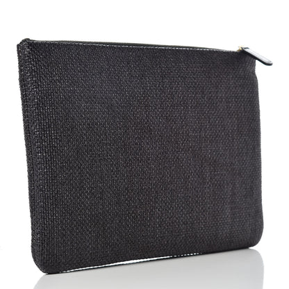 Chanel Woven Straw Small Deauville Pouch Black 3 of 10