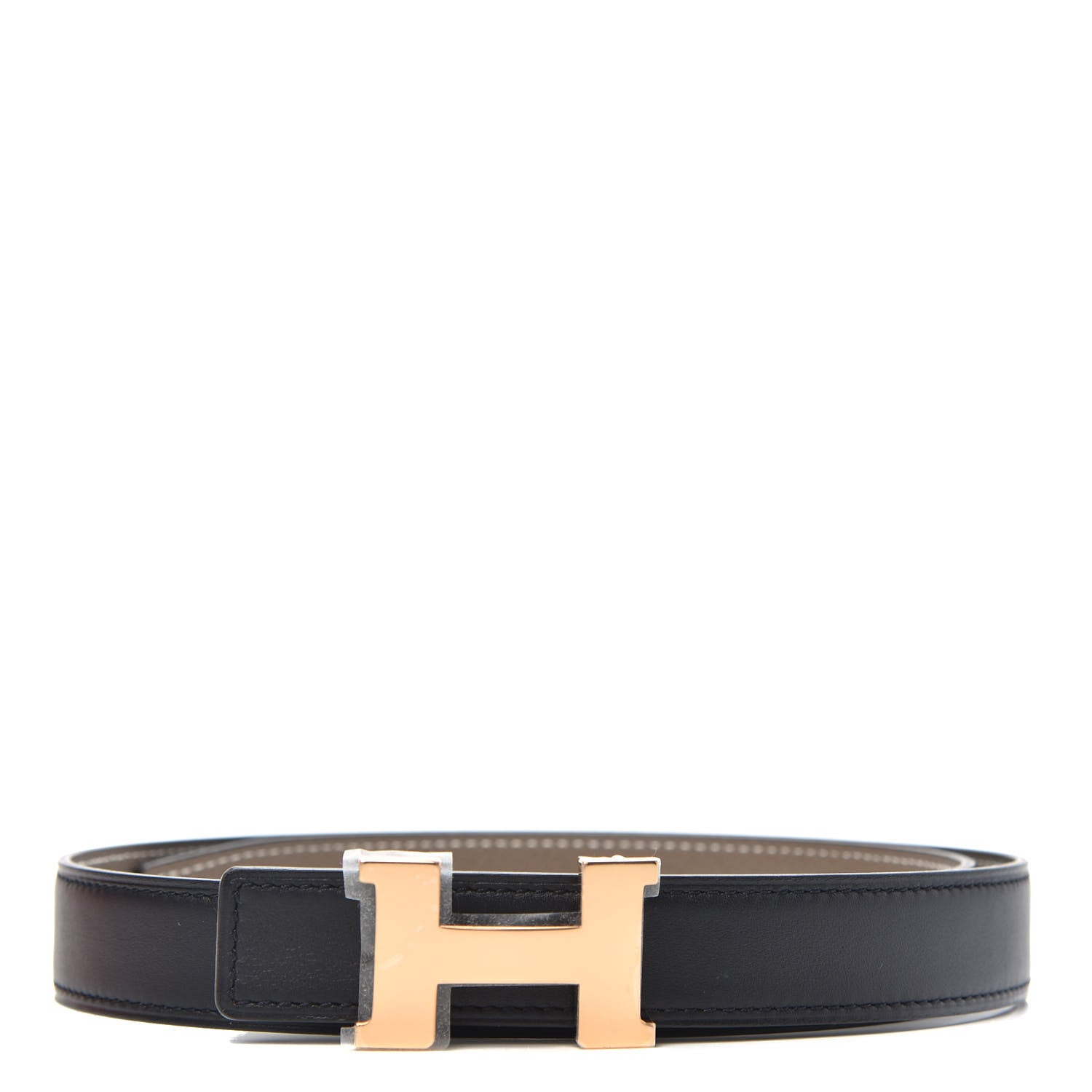 Hermes Swift Epsom 24mm Mini Constance H Belt 75 Black Etoupe 1 of 5