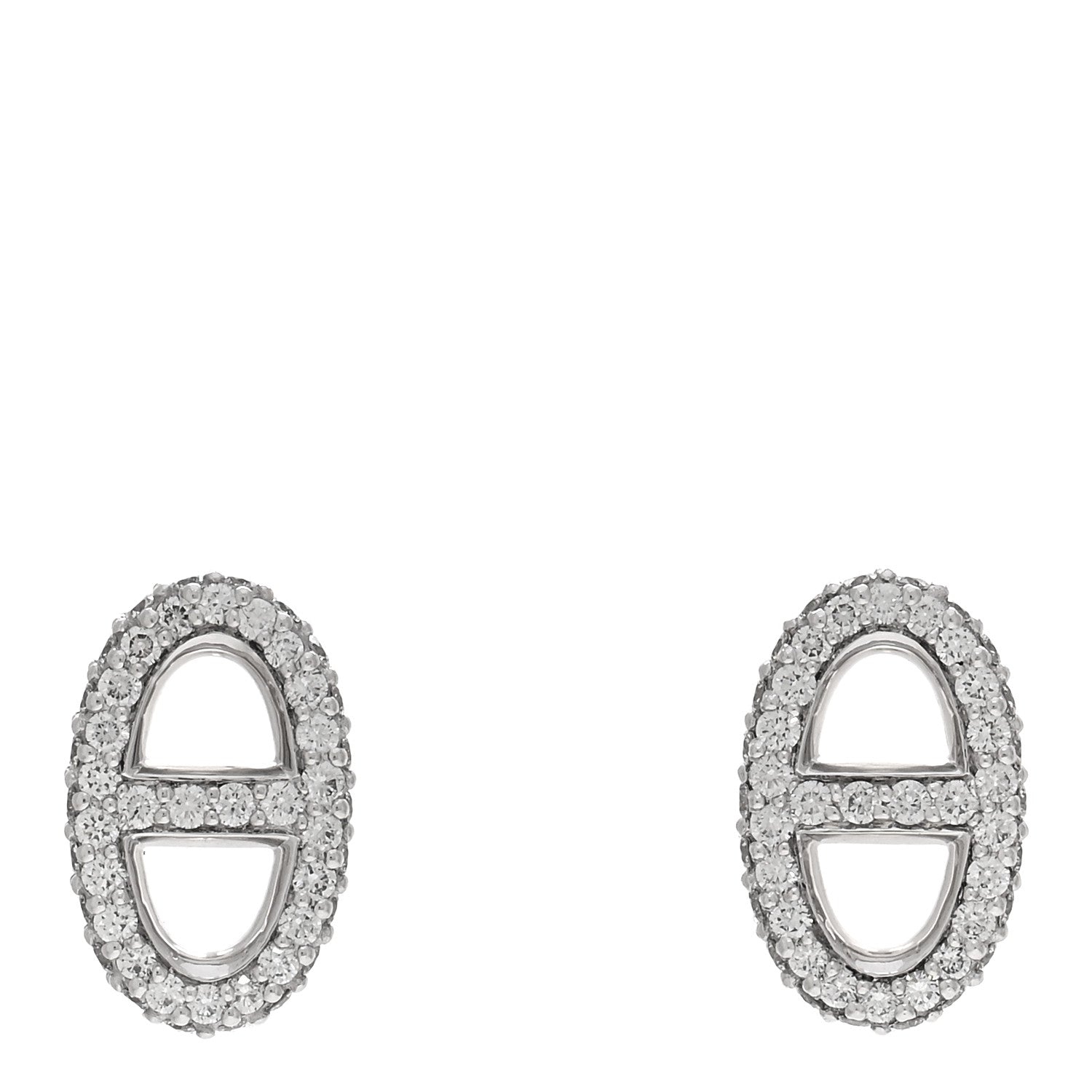 Hermes 18K White Gold Diamond New Farandole Earrings 1 of 5