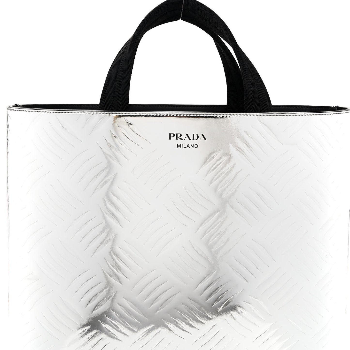 Metallic Spazzolato Embossed Tote Argento