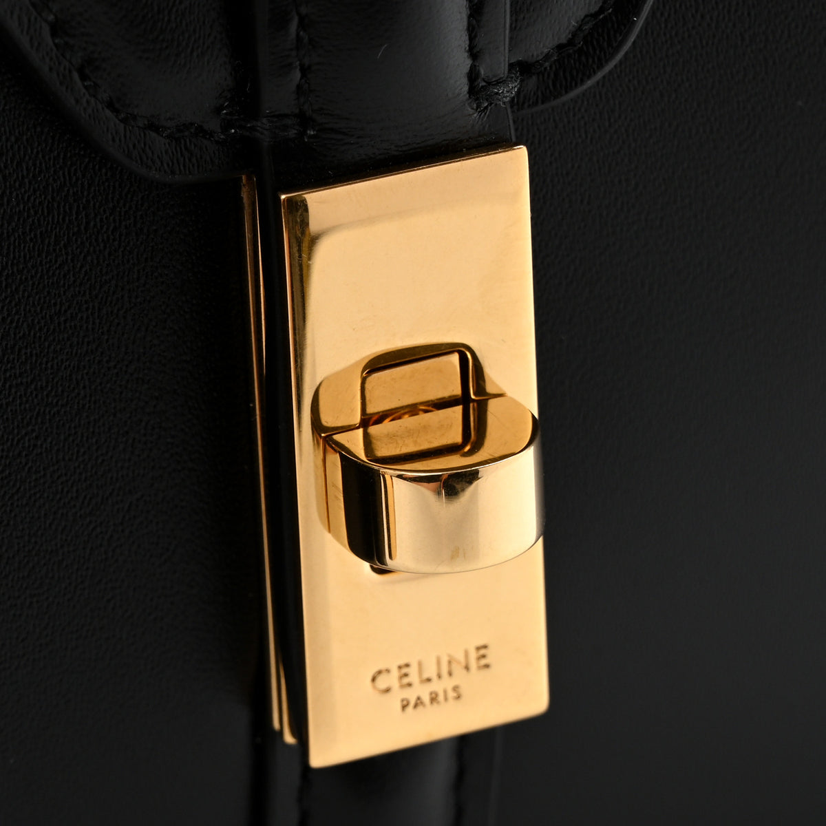 Satinated Calfskin Mini 16 Top Handle Bag Black