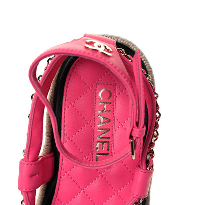 Chanel Lambskin Chain CC Thong Espadrille Sandals 40 Pink 8 of 11