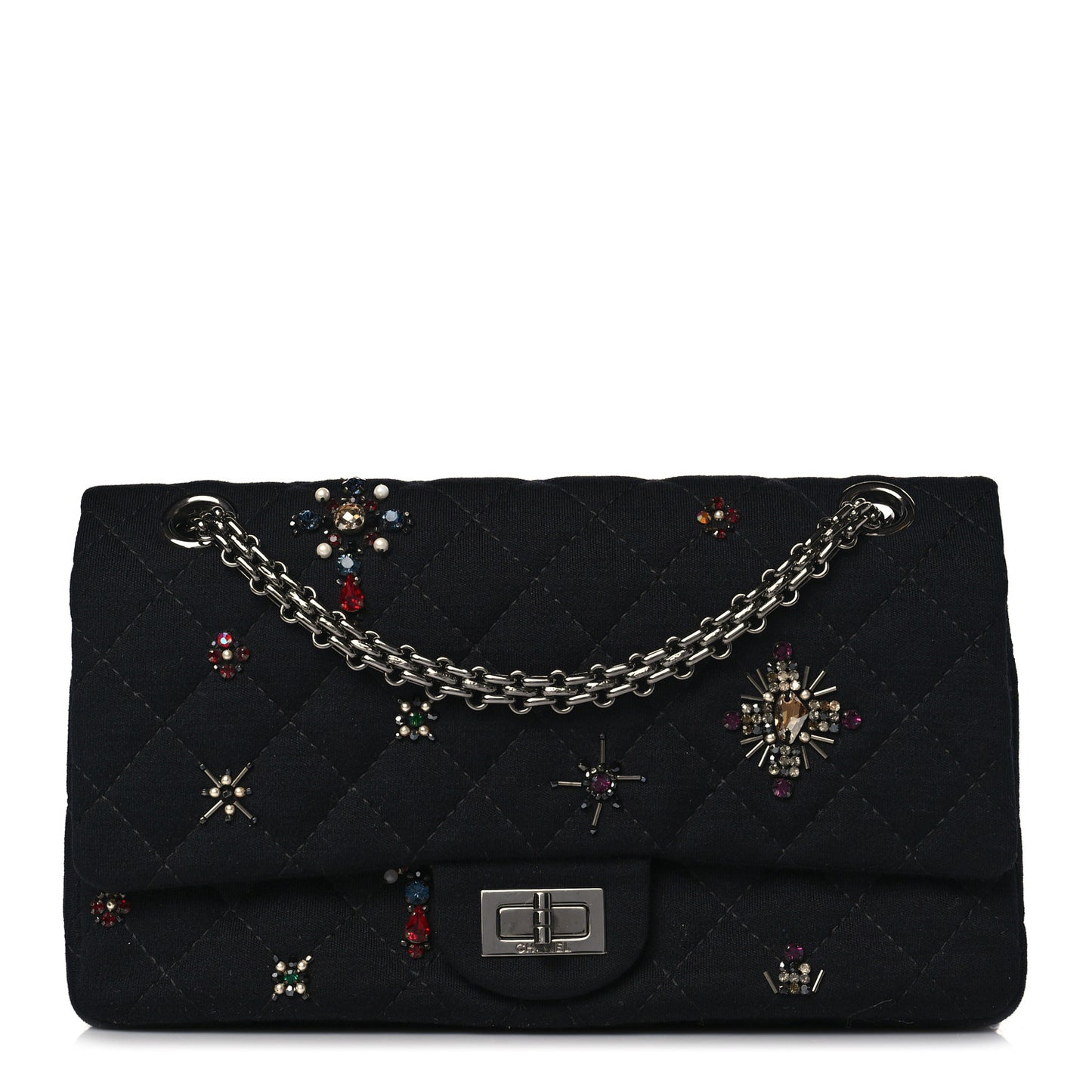 Jersey Quilted Embellished 2.55 Reissue 225 Flap Black