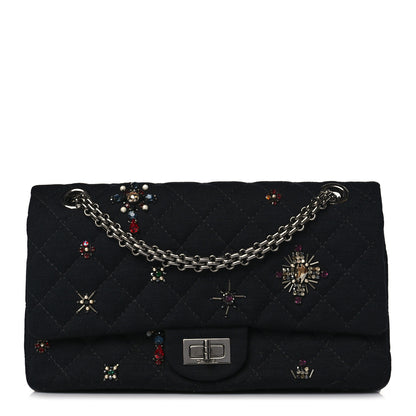 Chanel Jersey Quilted Embellished 2.55 Reissue 225 Flap Black 1 of 8