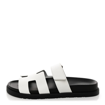 Hermes Calfskin Womens Chypre Sandals 37 White 1 of 9