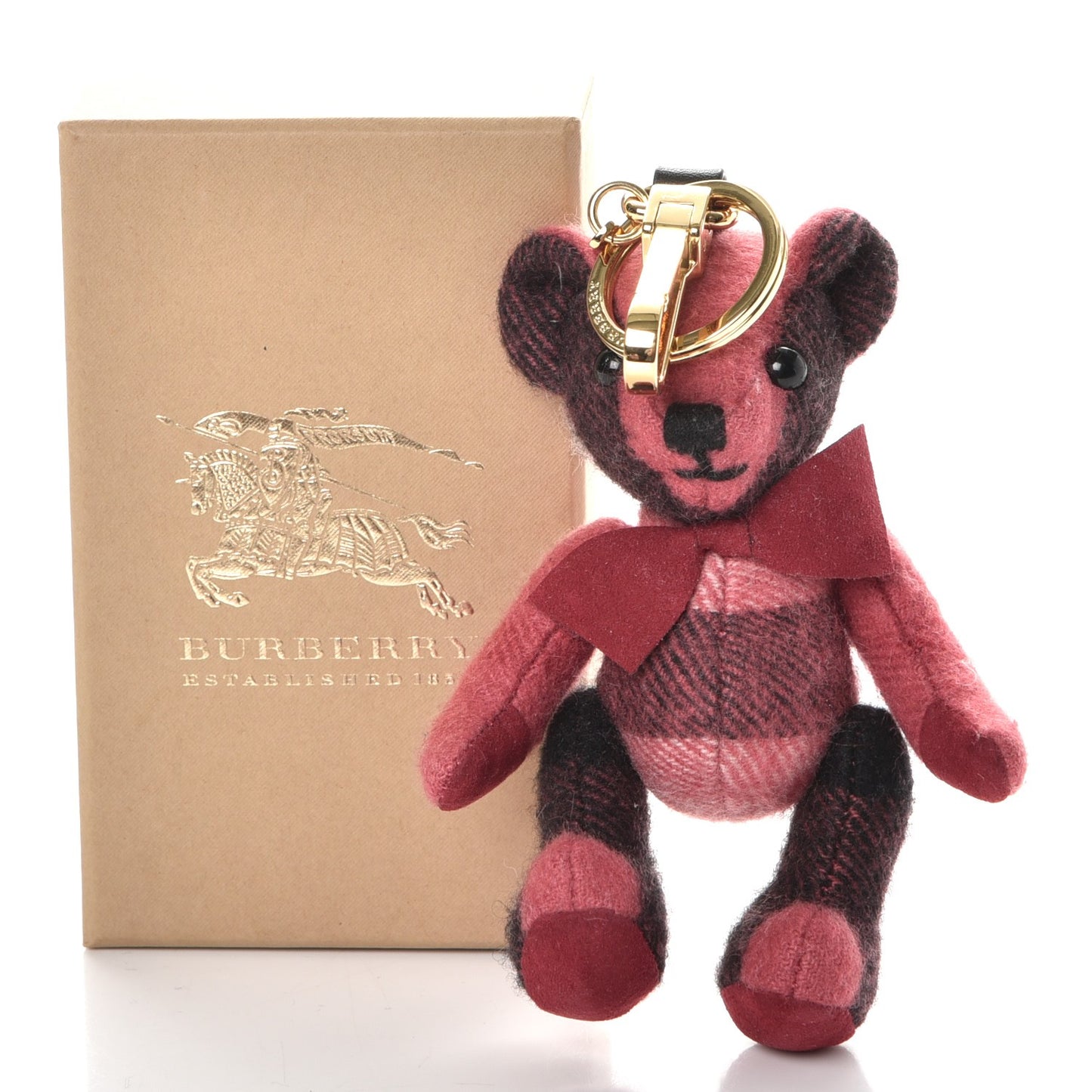 Cashmere Check Thomas Bear Charm Blush Pink