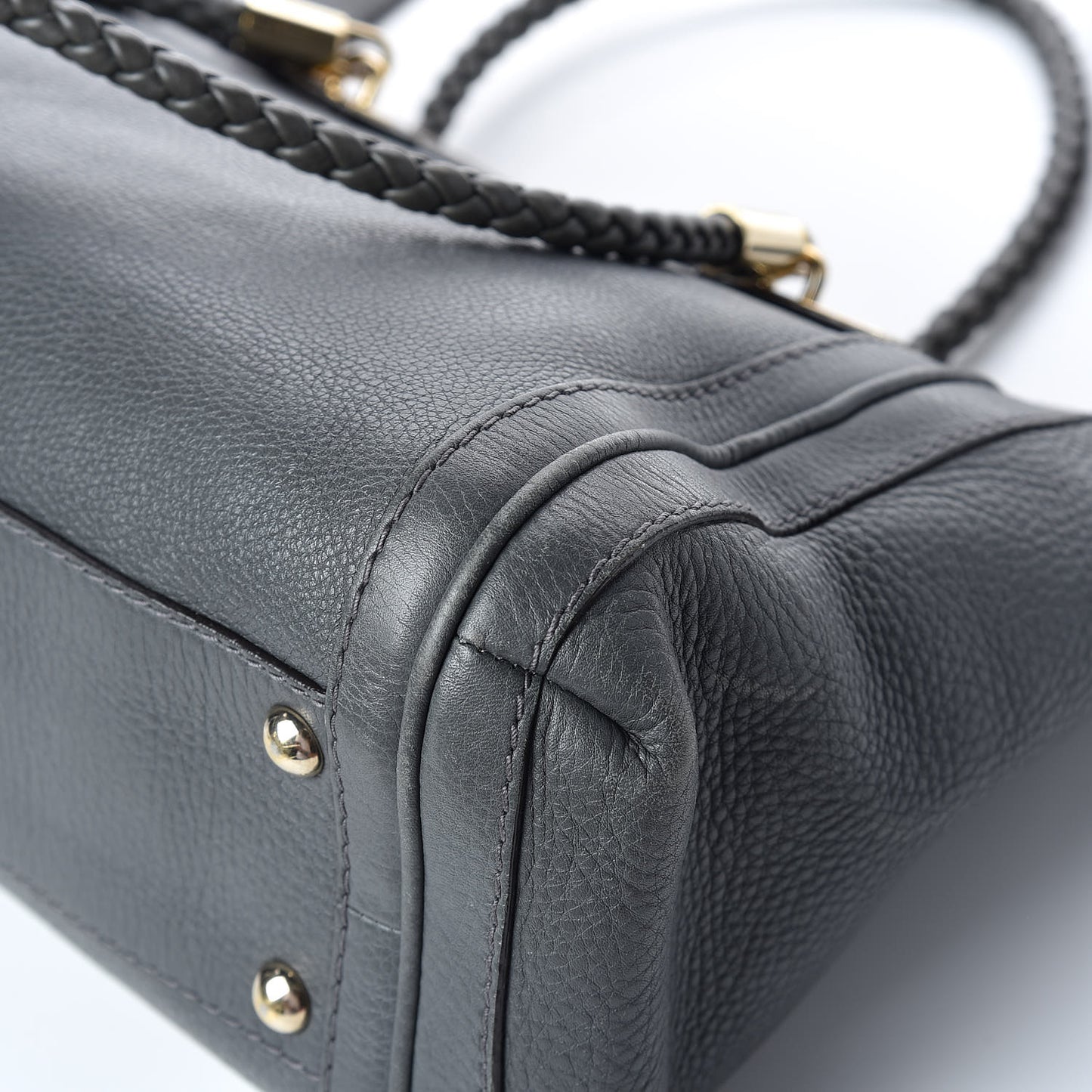 Pebbled Calfskin Small Bella Top Handle Bag Gray