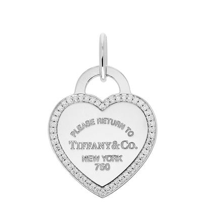 Tiffany 18K White Gold Diamond Return To Tiffany Heart Tag Pendant 1 of 3