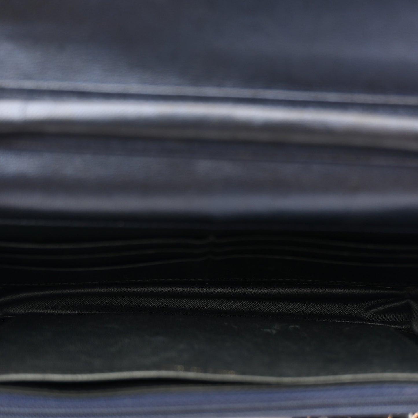 Metallic Lambskin Camellia Embossed Wallet on Chain WOC Navy