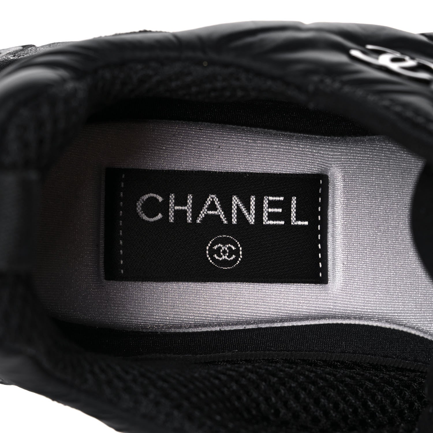 Chanel Nylon Suede Calfskin CC Sneakers 36 Black 7 of 9