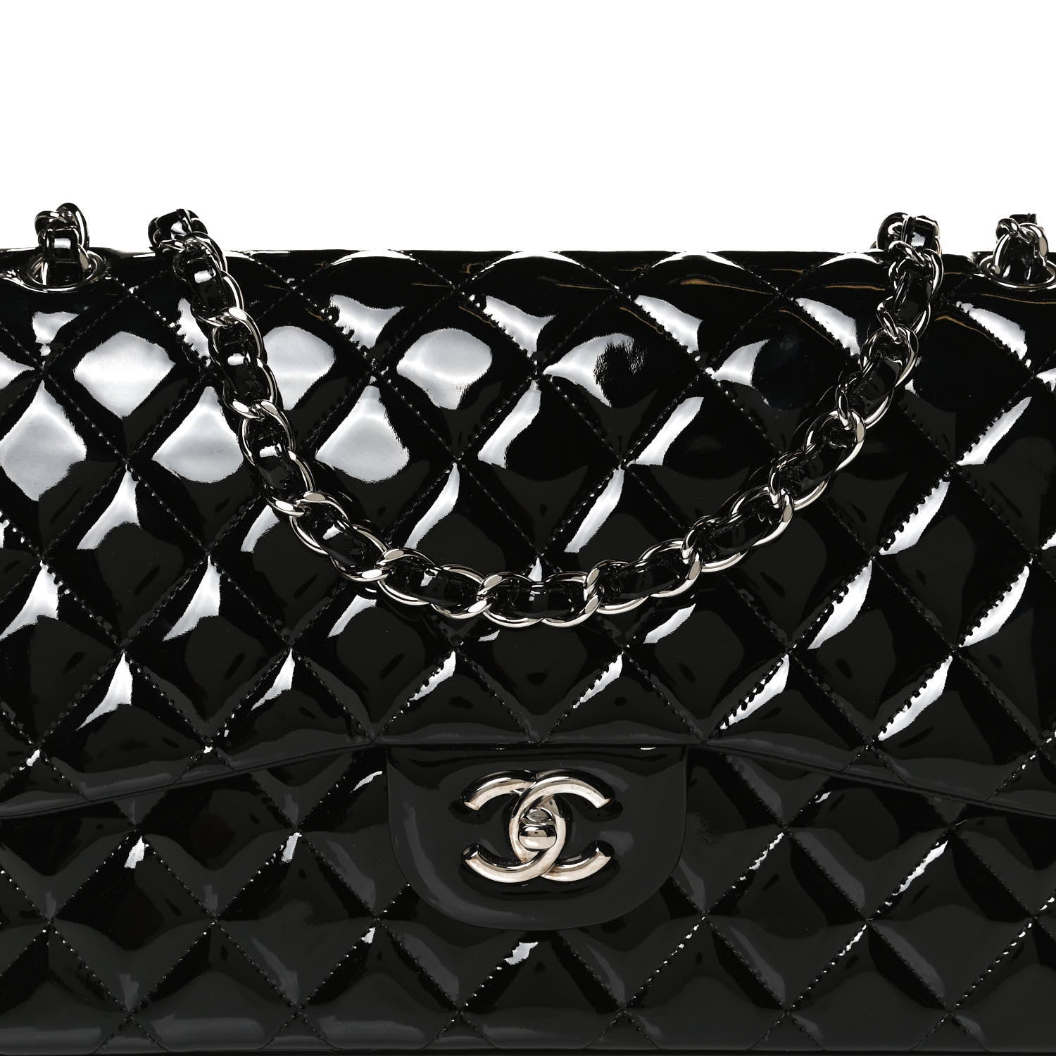Chanel Patent Quilted Jumbo Double Flap Black 8 of 10
