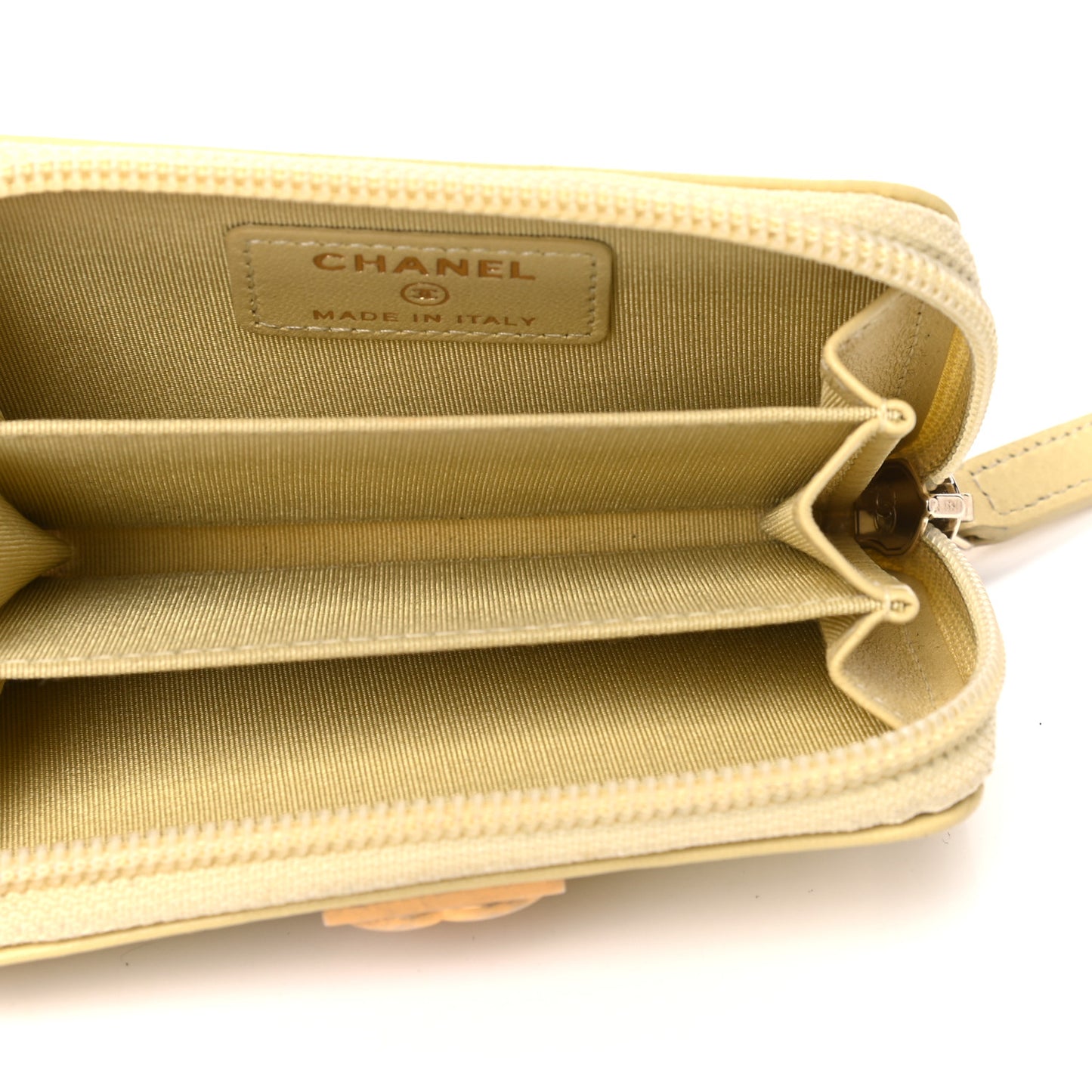 Lambskin Quilted Zip Around Boy Coin Purse Wallet Yellow