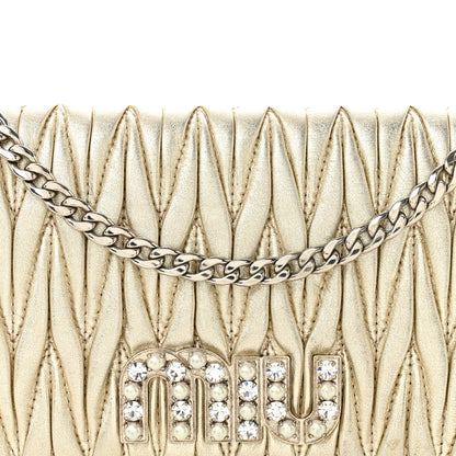 Miu Miu Metallic Nappa Matelasse Chain Crossbody Gold 9 of 12