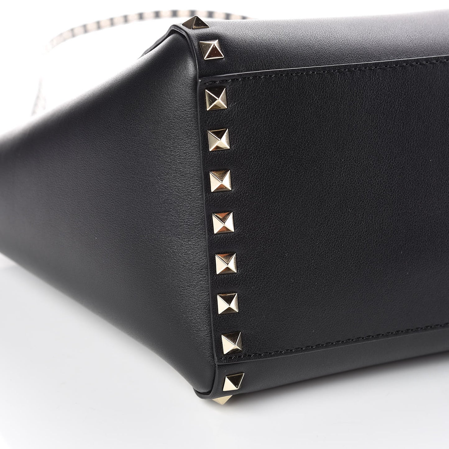 Vitello Small Rockstud Double Handle Tote Black