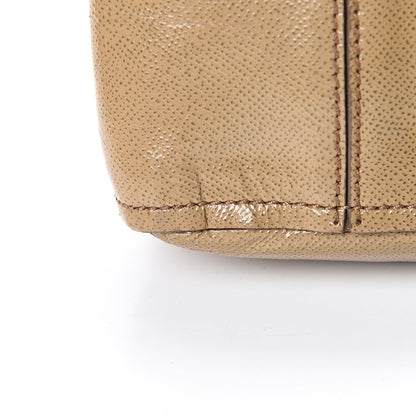 Burberry Patent London Grainy Calfskin Satchel Beige 13 of 23