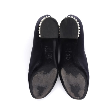 Chanel Satin Pearl CC Loafers 36.5 Black 7 of 10