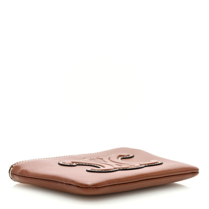 Celine Smooth Calfskin Cuir Triomphe Coin and Card Pouch With Hook Tan 4 of 6