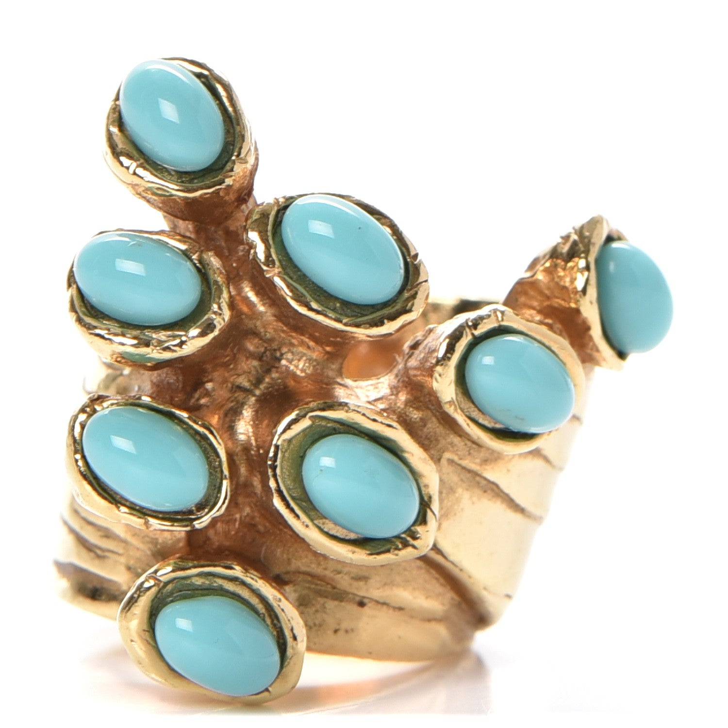 Saint Laurent Arty Dots Ring 5 Gold Turquoise 1 of 6