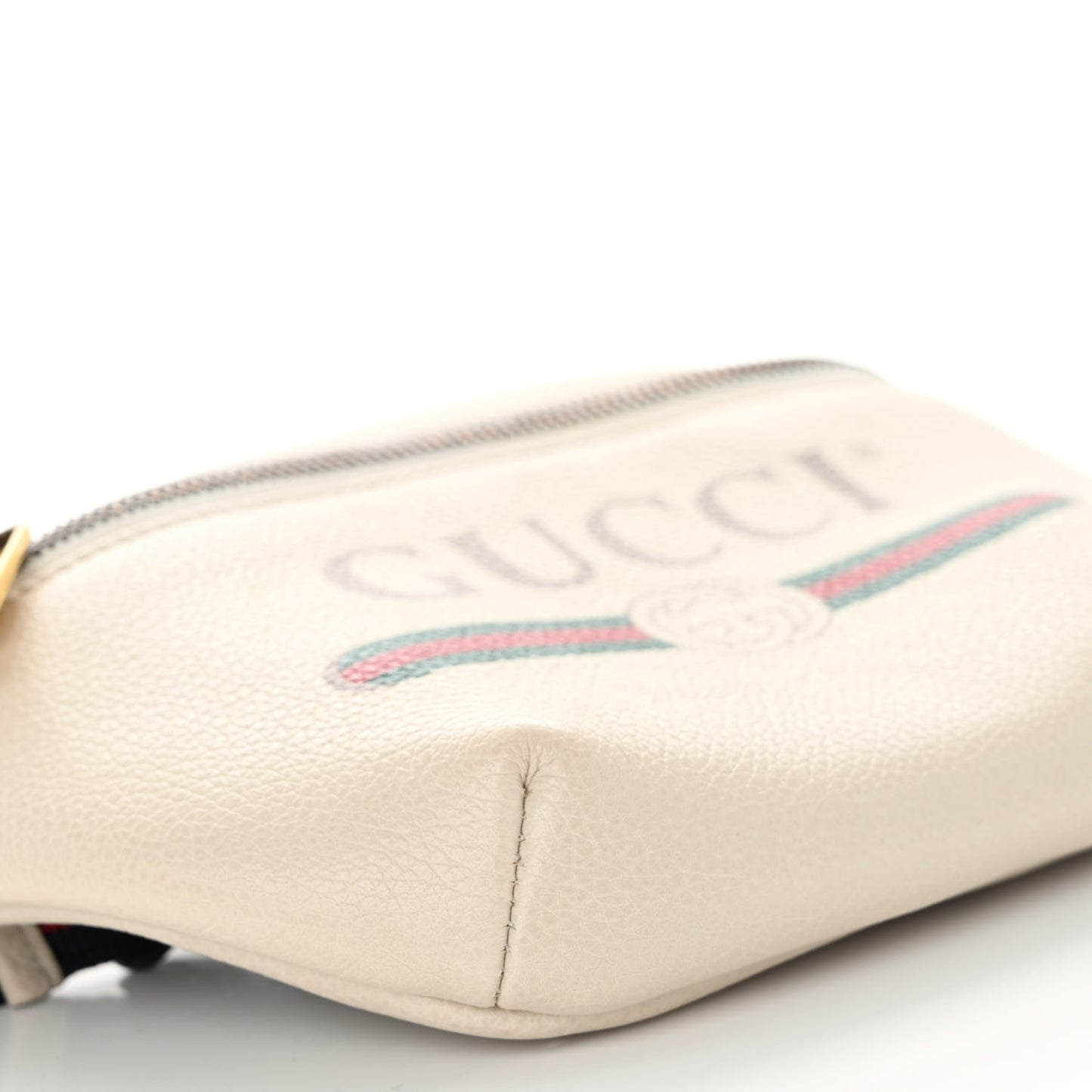 Grained Calfskin Small Logo Belt Bag White