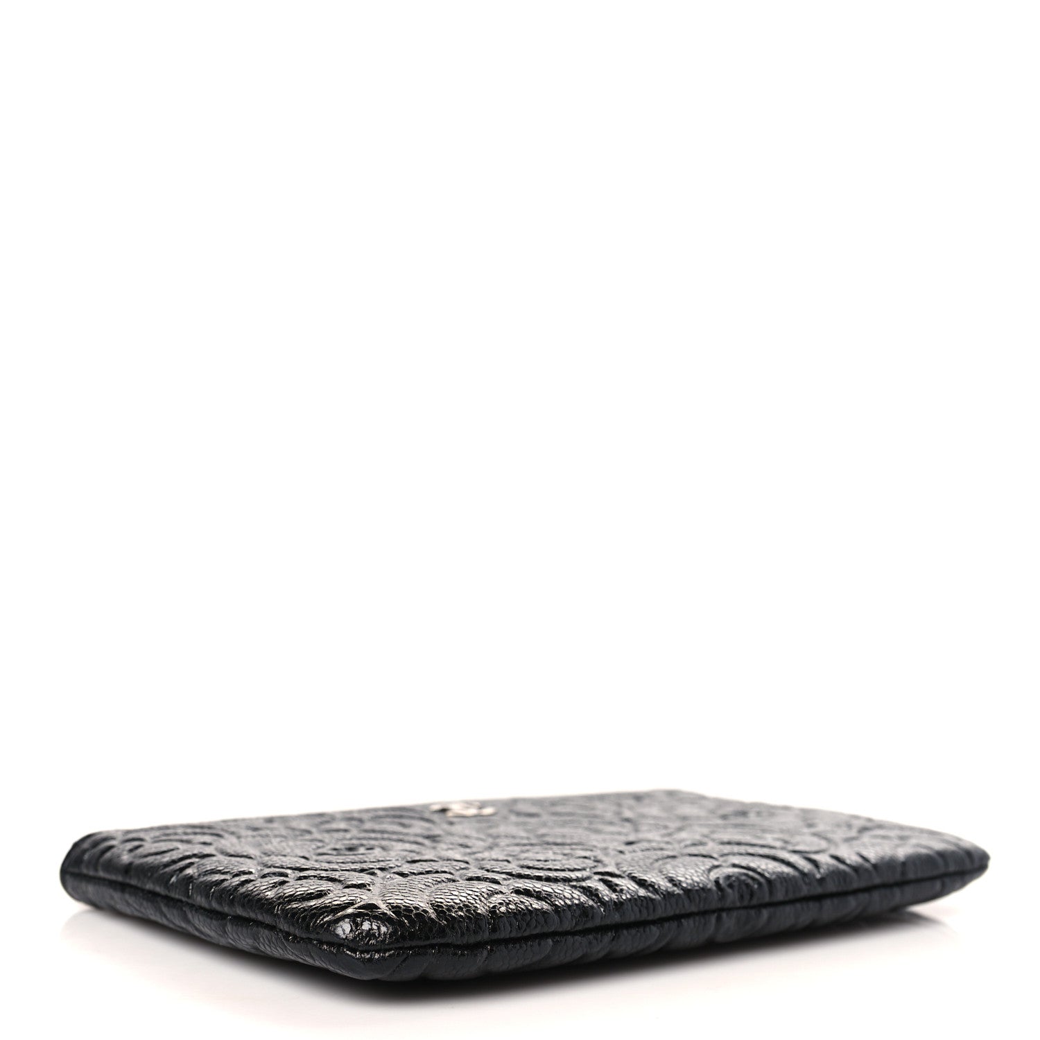Chanel Caviar Camellia Embossed Cosmetic Pouch Black 4 of 7