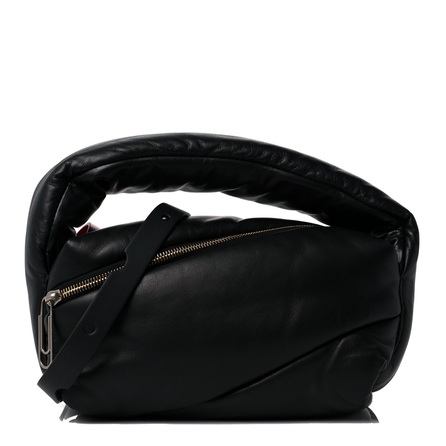 Calfskin Puffy Pump Pouch Crossbody Bag Black