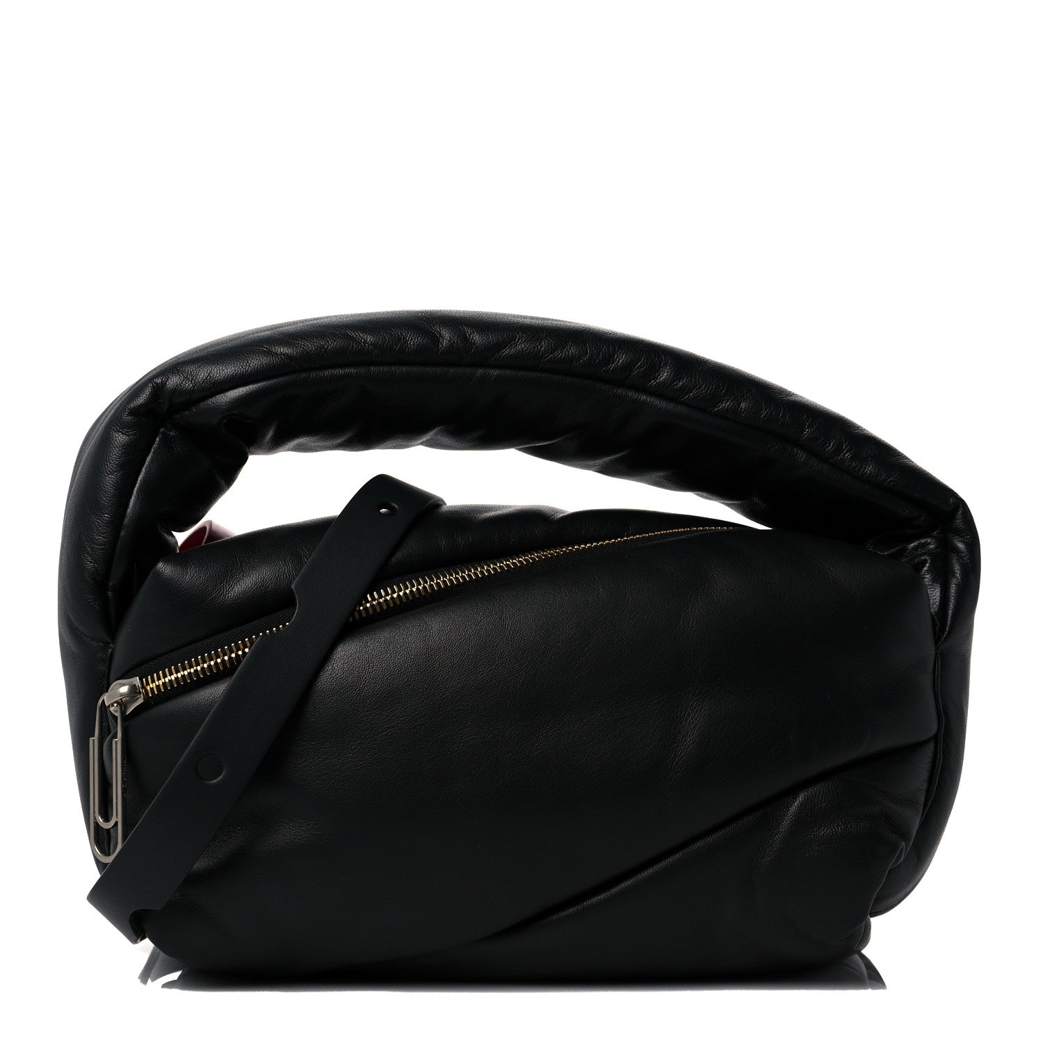 Off-White Calfskin Puffy Pump Pouch Crossbody Bag Black 1 of 10