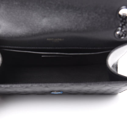 Saint Laurent Grain De Poudre Textured Mixed Matelasse Triquilt Medium Monogram Satchel Black 5 of 10