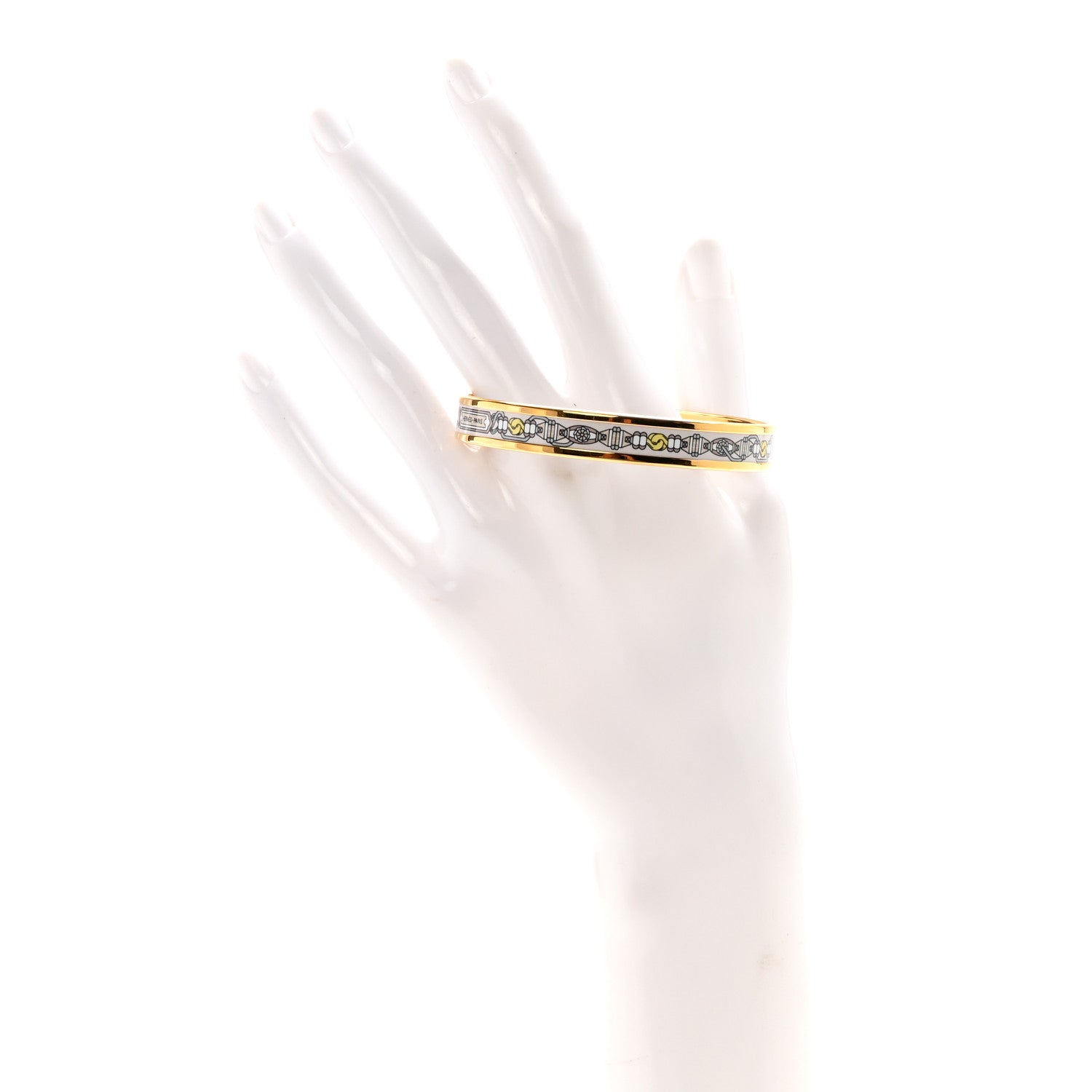 Hermes Enamel Colportage Narrow Bracelet 62 Beige Lin 2 of 5