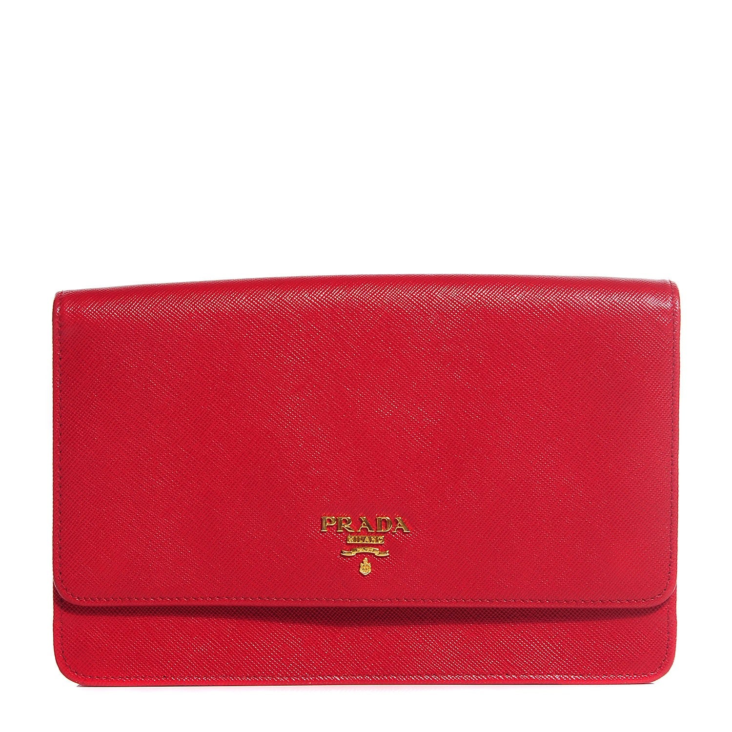 Prada Saffiano Metal Flap Wallet Fuoco 1 of 9