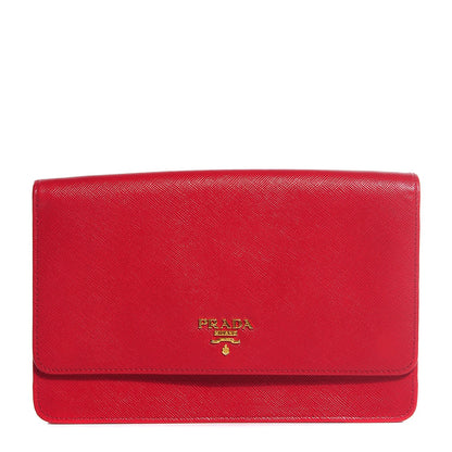 Prada Saffiano Metal Flap Wallet Fuoco 1 of 9