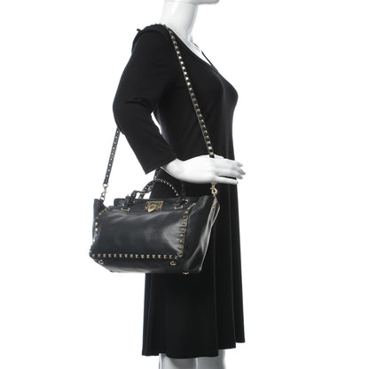 Valentino Garavani Vitello Small Rockstud Tote Black 2 of 6