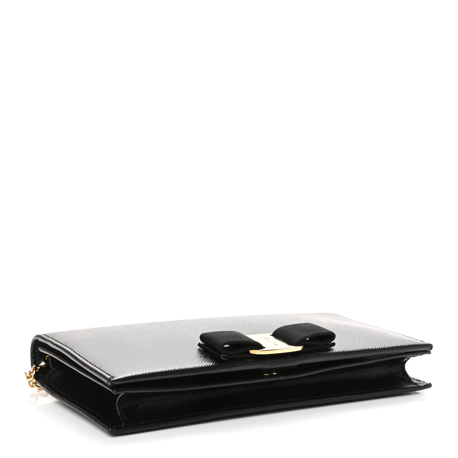 Salvatore Ferragamo Calfskin Vara Wallet On Chain Black 3 of 10