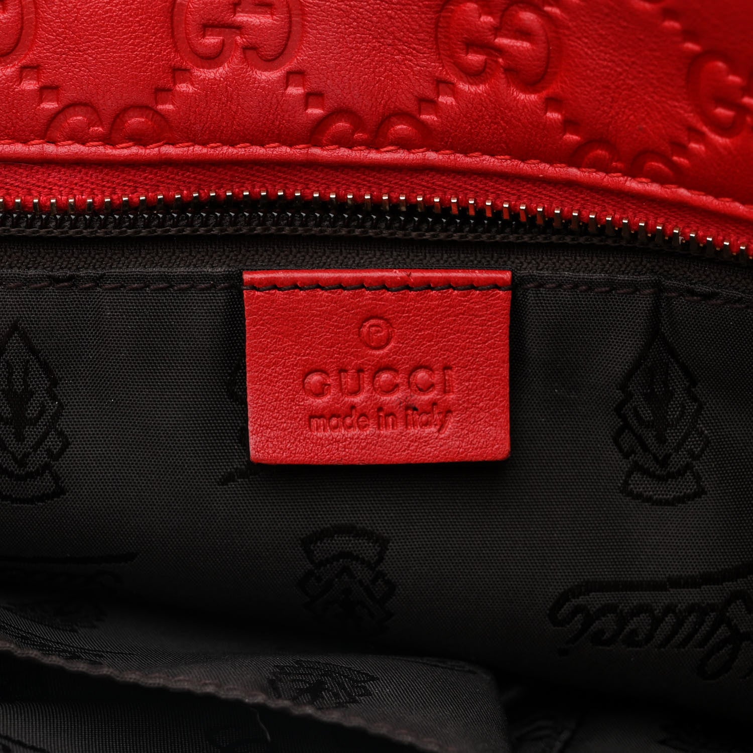 Gucci Guccissima Medium Zippered Shopping Tote Red 6 of 13