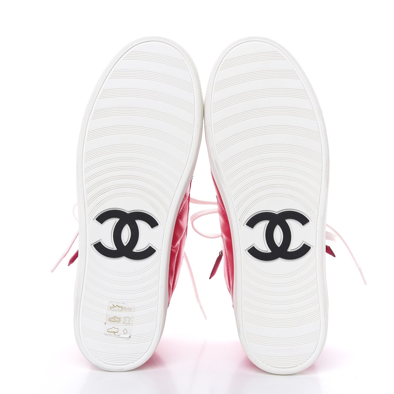 Chanel Calfskin Pearl High Top CC Sneakers 36.5 Fuchsia 5 of 10