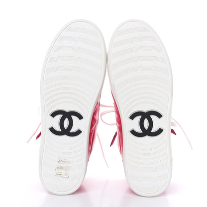 Chanel Calfskin Pearl High Top CC Sneakers 36.5 Fuchsia 5 of 10