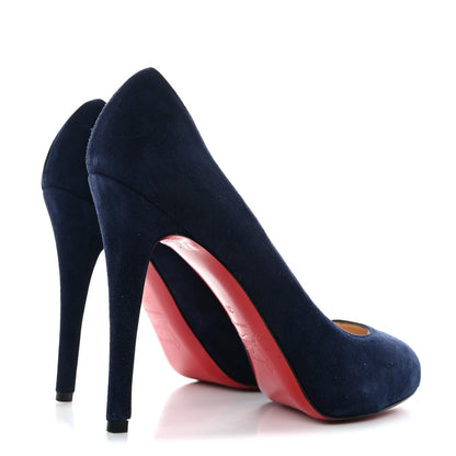 Christian Louboutin Suede New Declic 120 Pumps 38 Marine 4 of 11