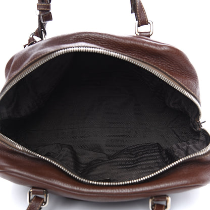 Prada Vitello Daino Embossed Logo Bowler Bruciato 4 of 15