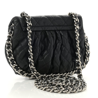 Chanel Washed Lambskin Quilted Mini Chain Around Messenger Black 3 of 10