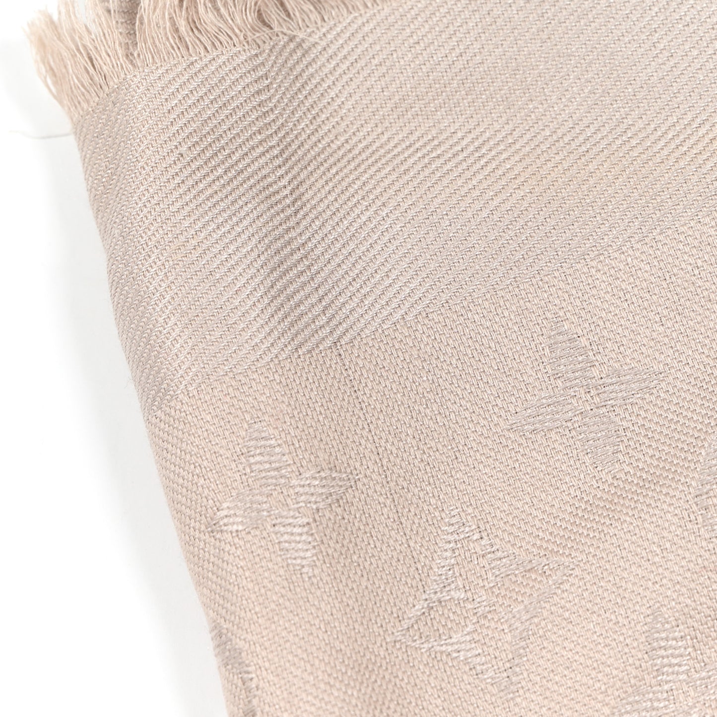 Silk Wool Monogram Shine Shawl Greige