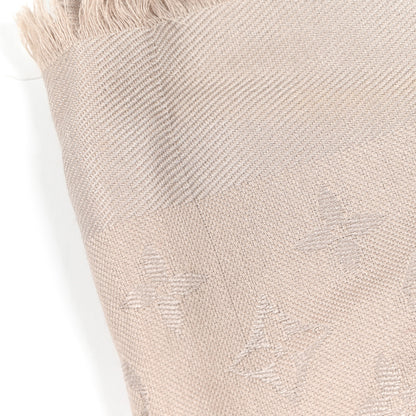 Louis Vuitton Silk Wool Monogram Shine Shawl Greige 8 of 11