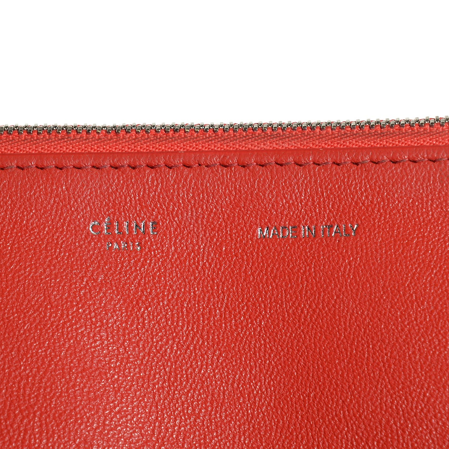 Drummed Calfskin Suede Double Zip Trapeze Vermillion