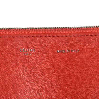 Celine Drummed Calfskin Suede Double Zip Trapeze Vermillion 18 of 19