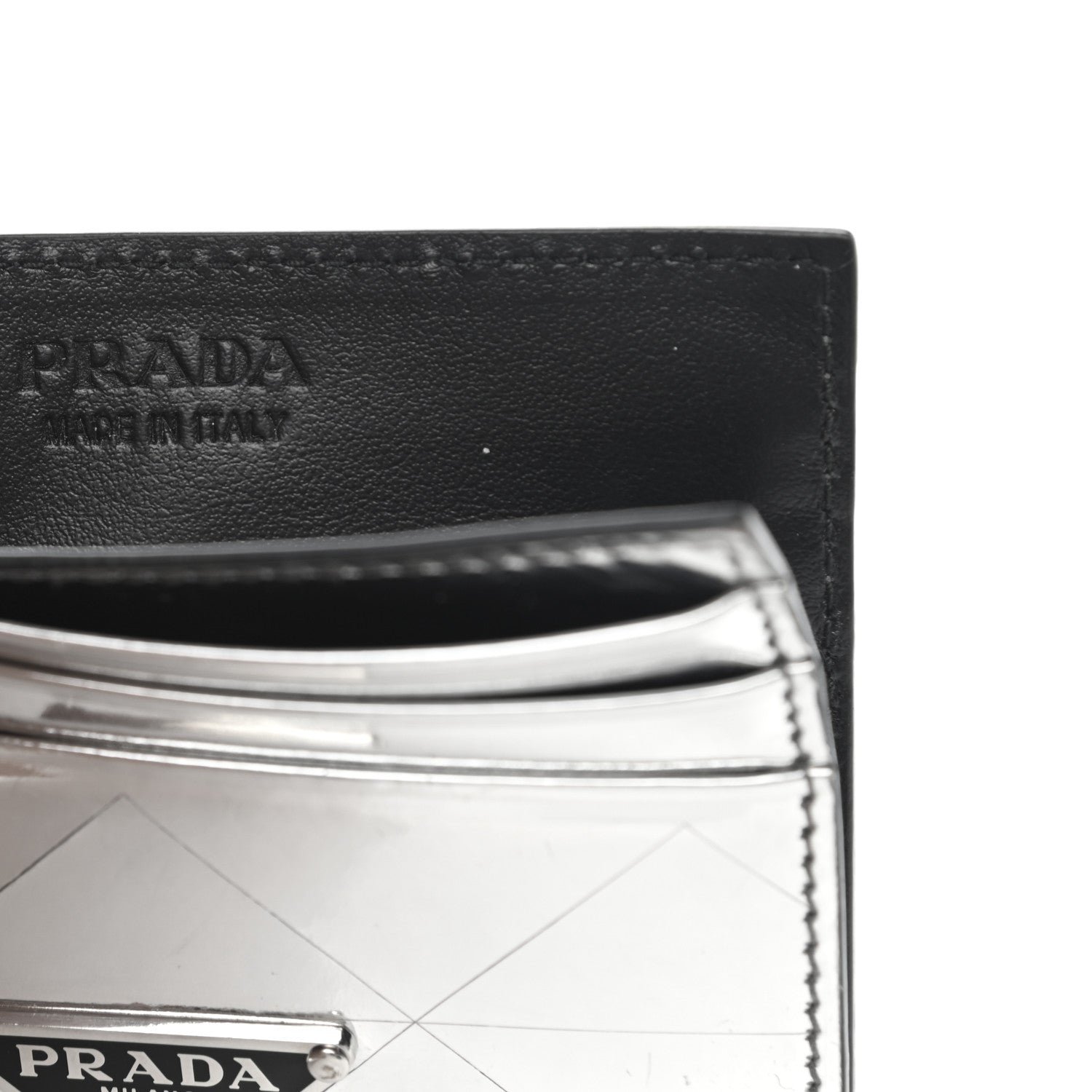 Prada Spazzolato Triangle Patterned Card Holder Argento 6 of 9